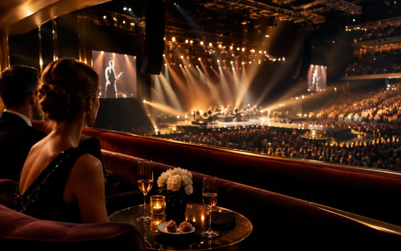 A concert viewed from a VIP box